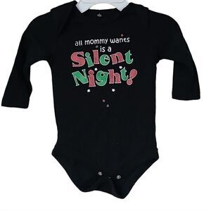 All Mommy Wants is a Silent Night Baby Onesie Christmas Holiday Black LS 1pc